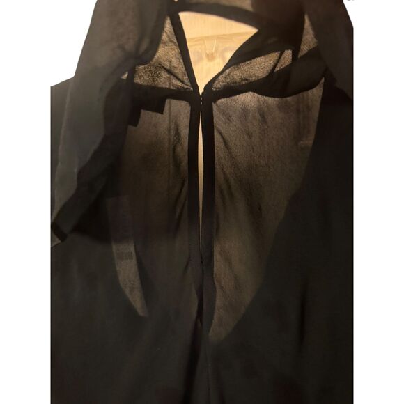 J.CREW NWT Blouse 2X Black Ruffled Chiffon Layered Cami V-Neck Career Sexy Top - Picture 7 of 14